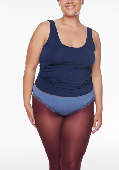 damesslip naadloos micro met kant blauw - 19631375BLUE - HEMA